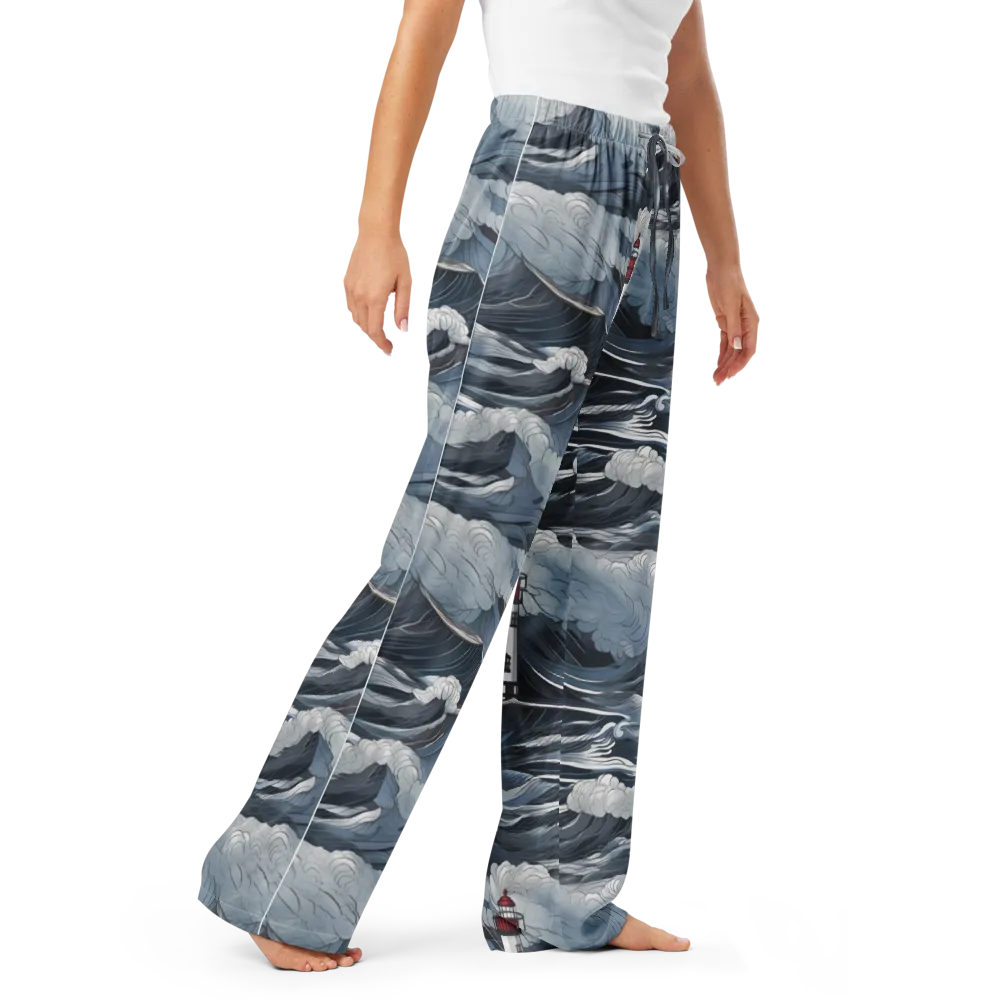 Midnight Lighthouse on Women's Pajama Pants — Right Front