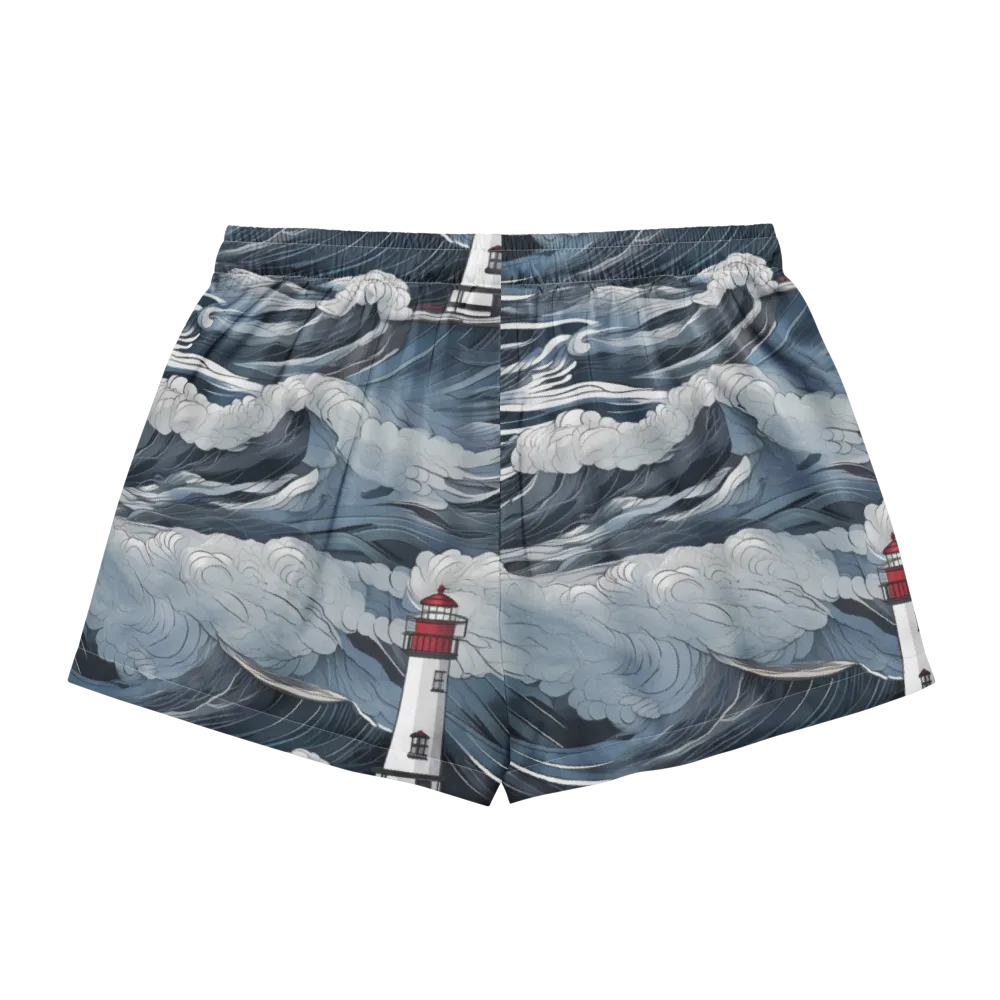 Midnight Lighthouse on Women's Pajama Shorts — Back