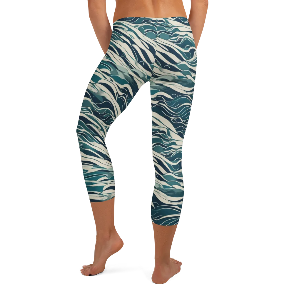 Teal Current on Capri Leggings — Back