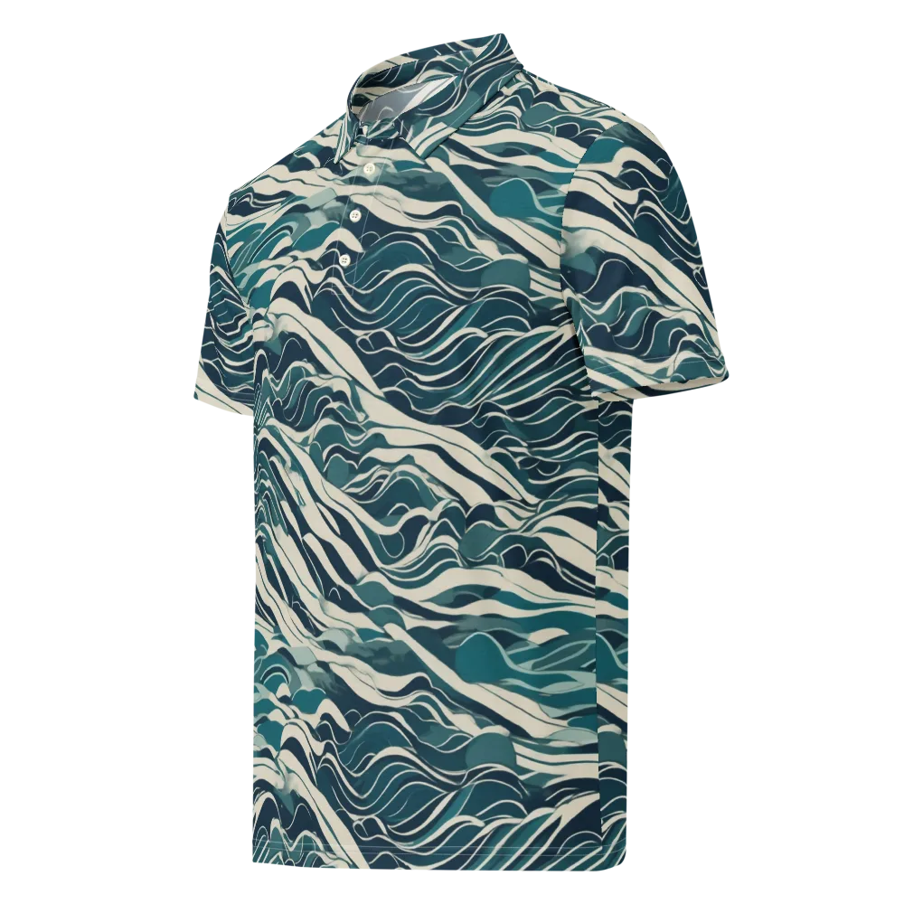 Teal Current on Men's Slim Fit Polo Shirt — Left Front
