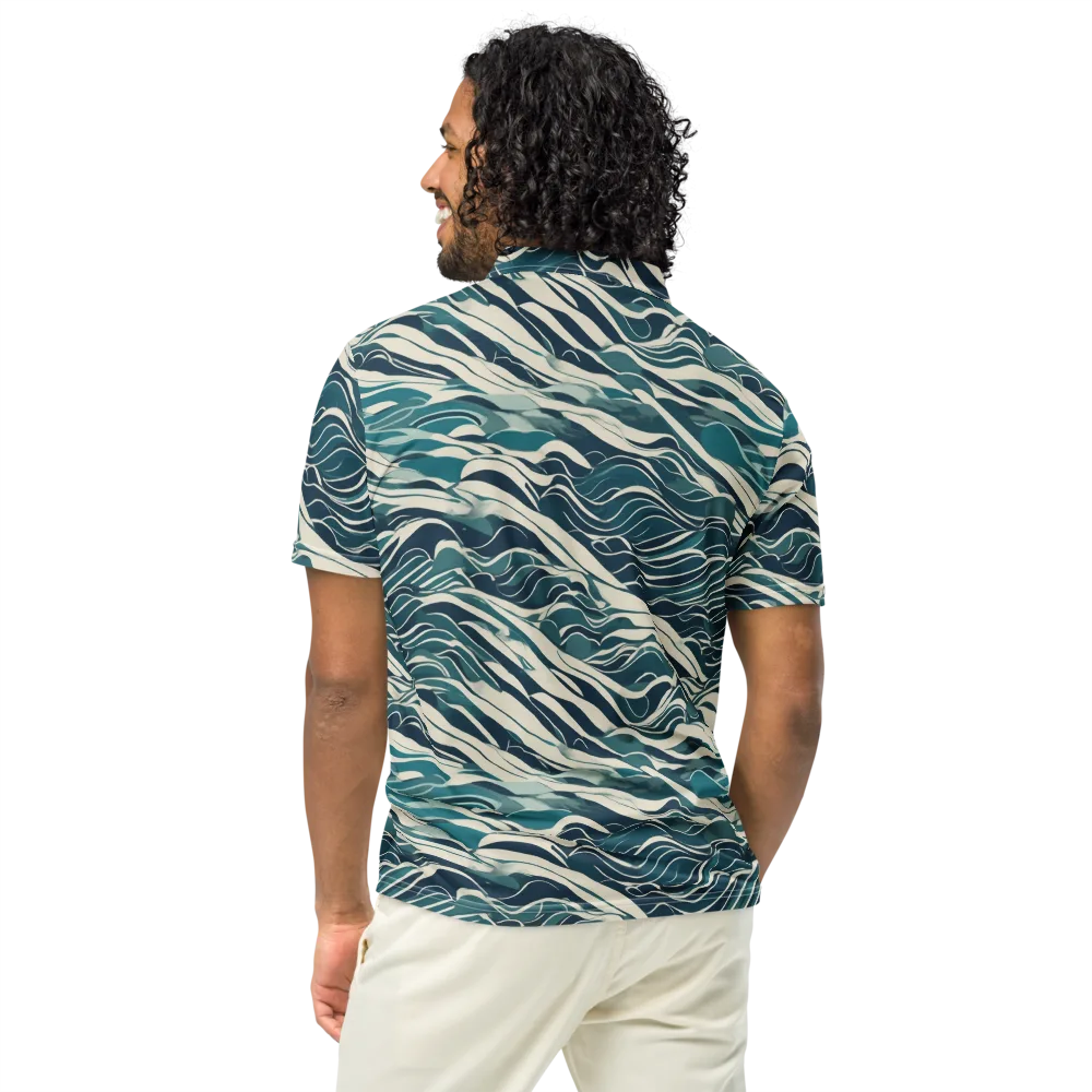 Teal Current on Men's Slim Fit Polo Shirt — Back