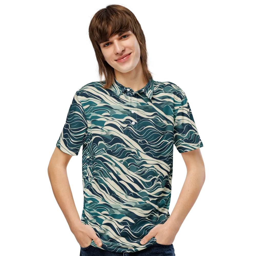 Teal Current on Men's Slim Fit Polo Shirt — Front