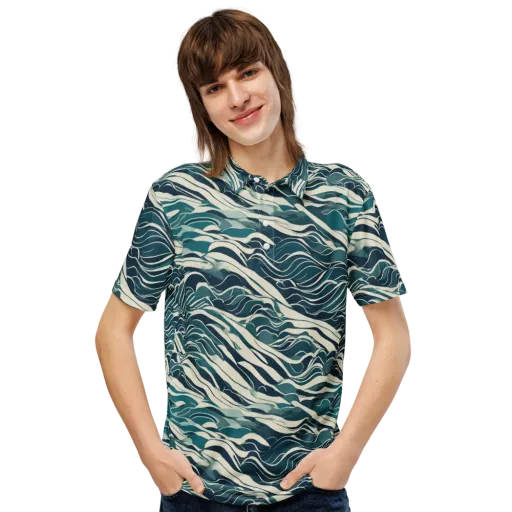 Teal Current on a Men's Slim Fit Polo Shirt