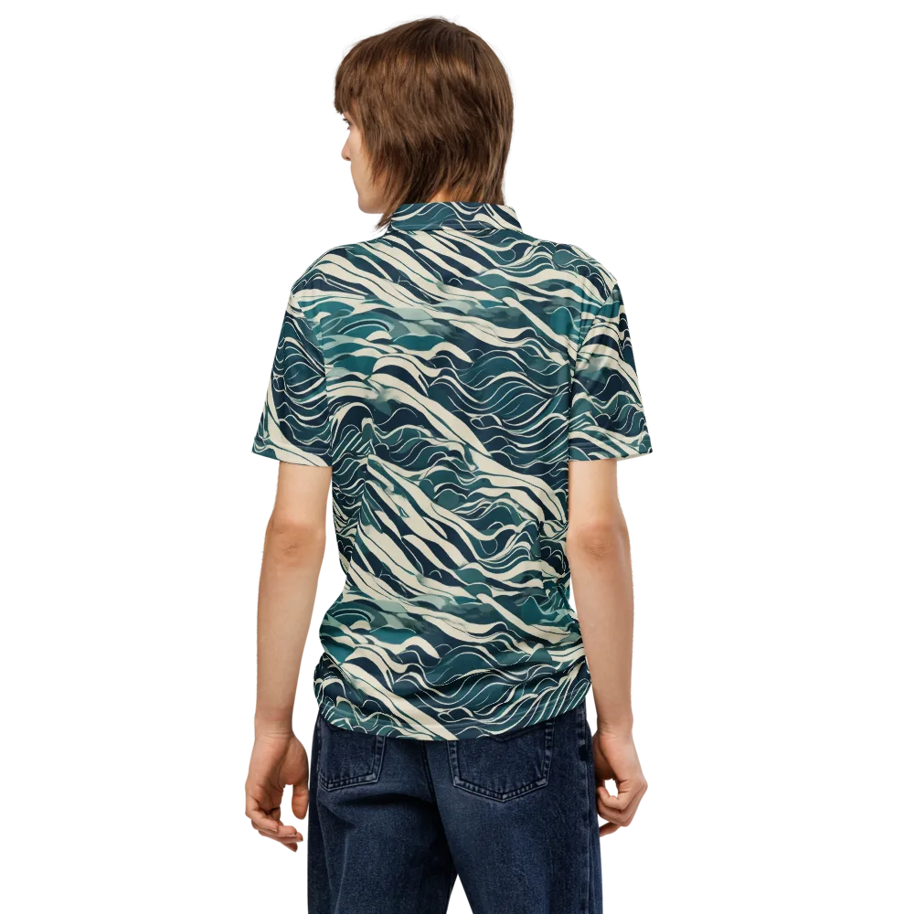 Teal Current on Men's Slim Fit Polo Shirt — Back