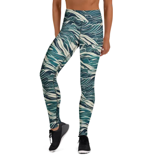 Teal Current on a Yoga Leggings