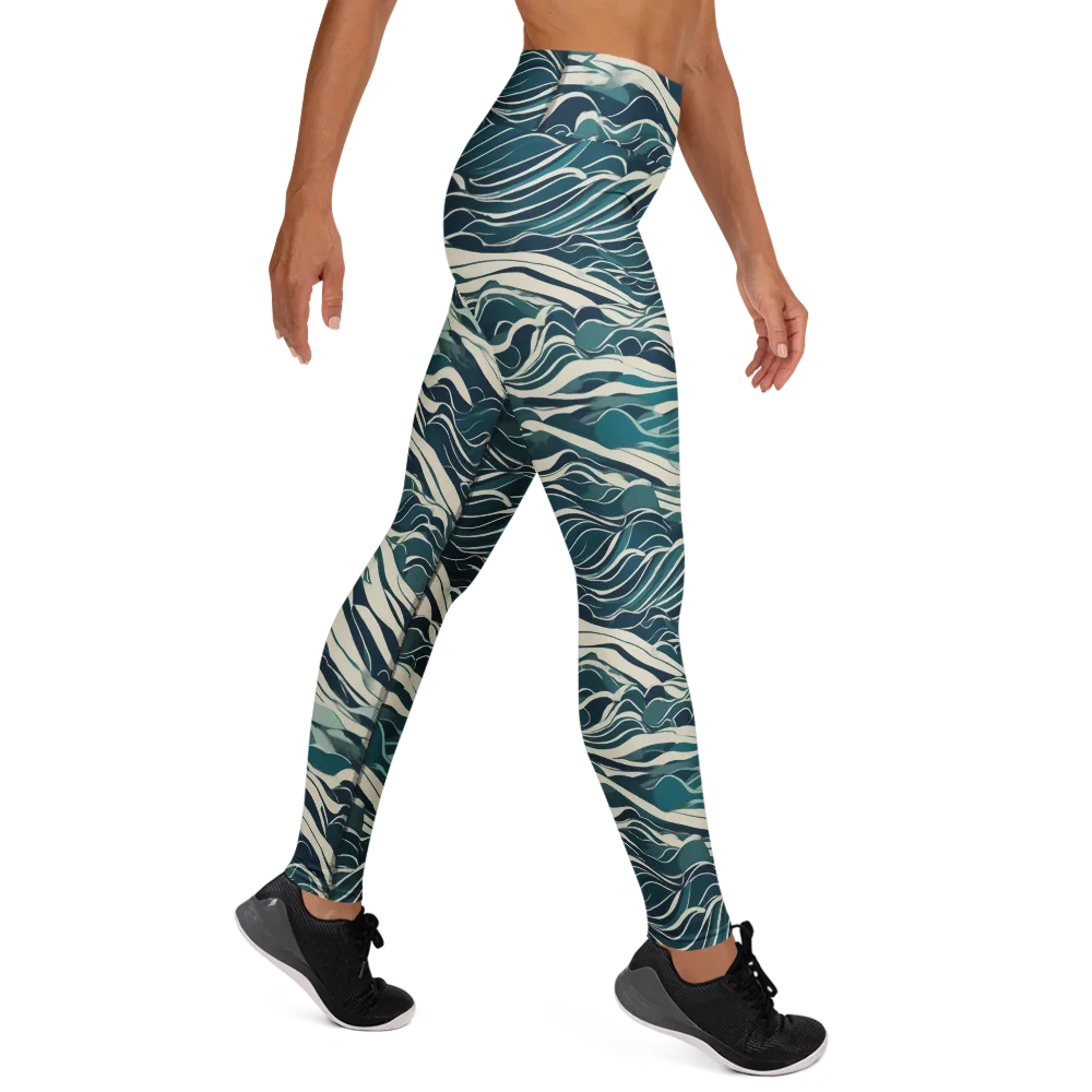 Teal Current on Yoga Leggings — Right