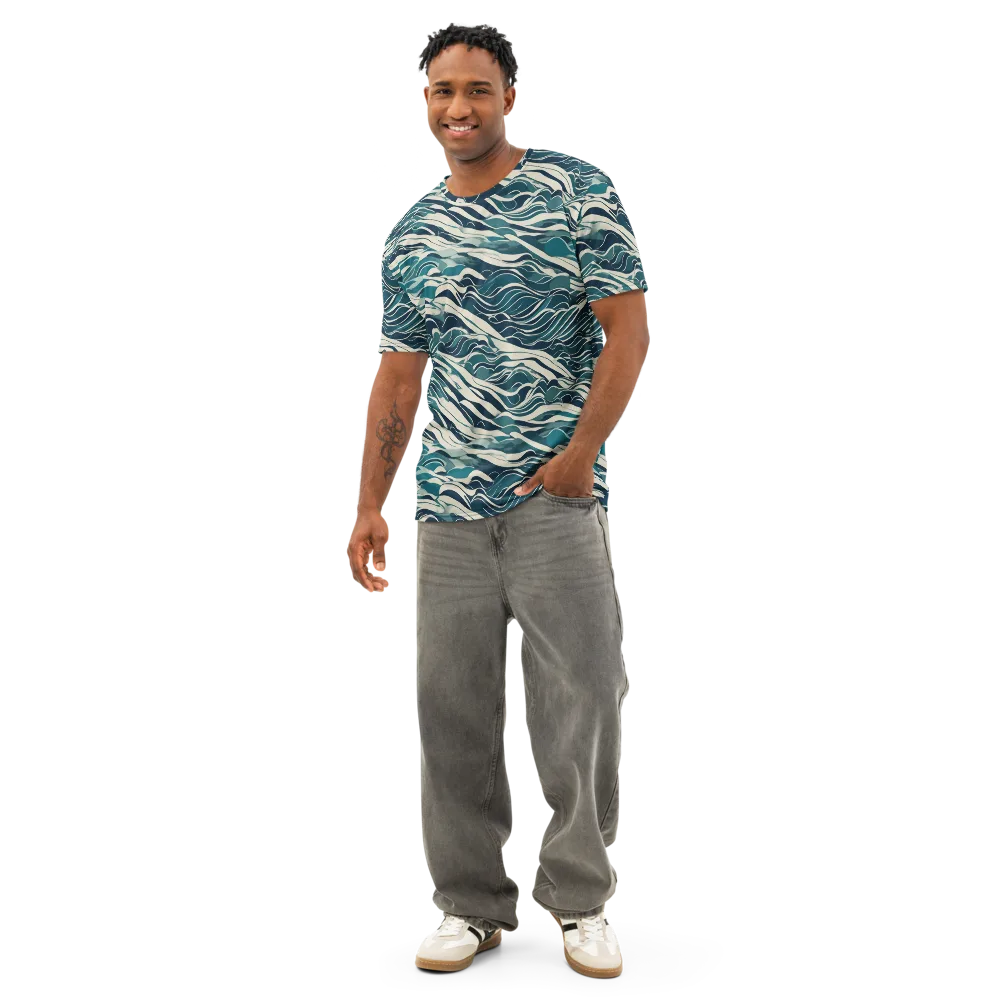 Teal Current on Men's Cotton Crew Neck T-Shirt — Front