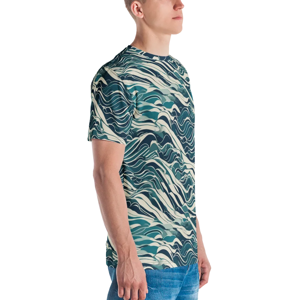 Teal Current on Men's Crew Neck T-Shirt — Right