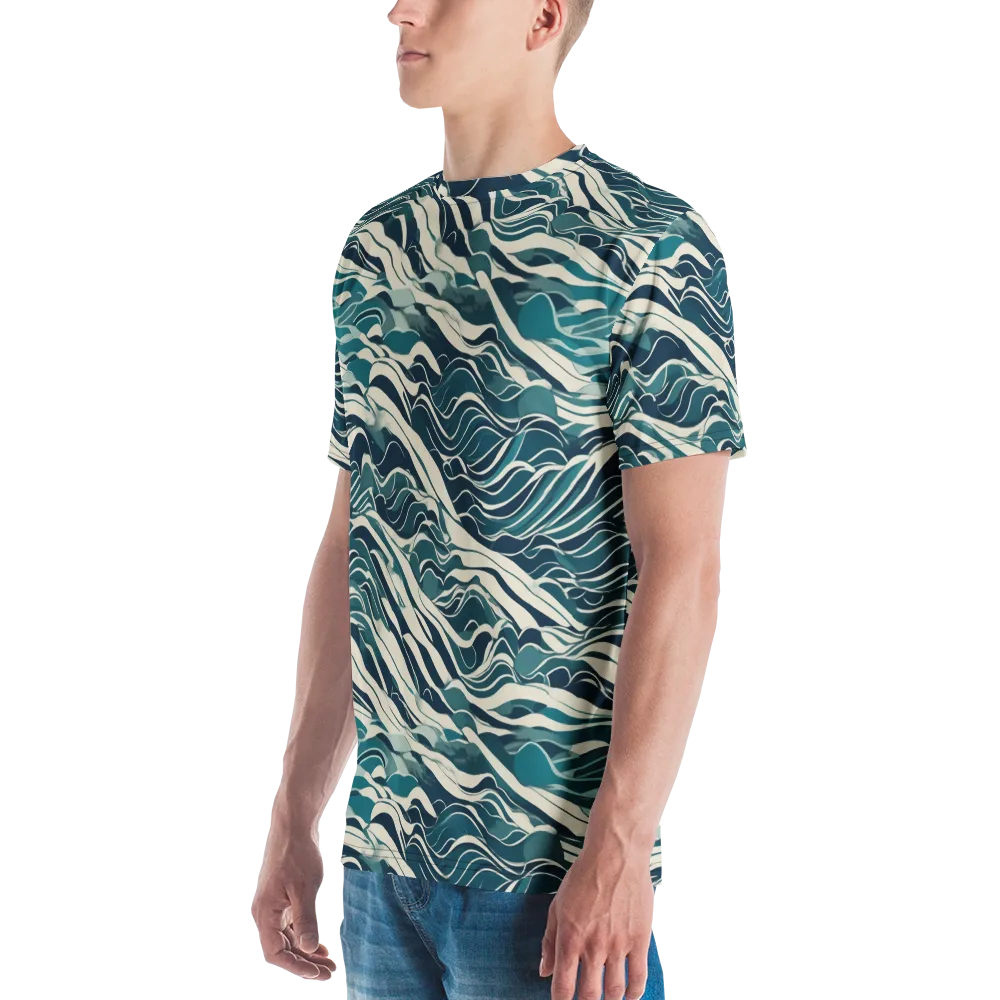 Teal Current on Men's Crew Neck T-Shirt — Left