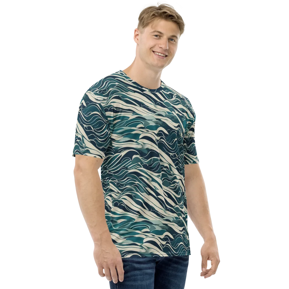 Teal Current on Men's Crew Neck T-Shirt — Right