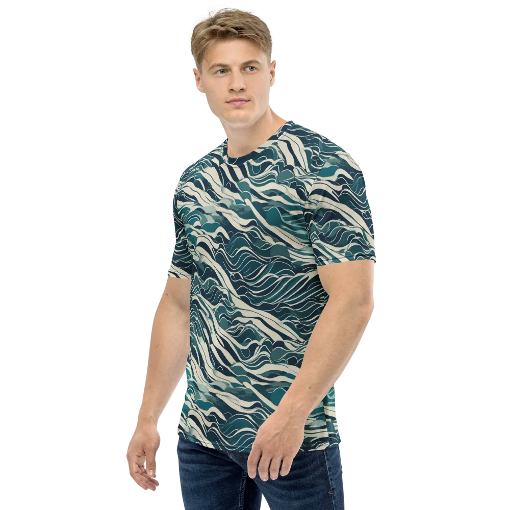 Teal Current on Men's Crew Neck T-Shirt — Left