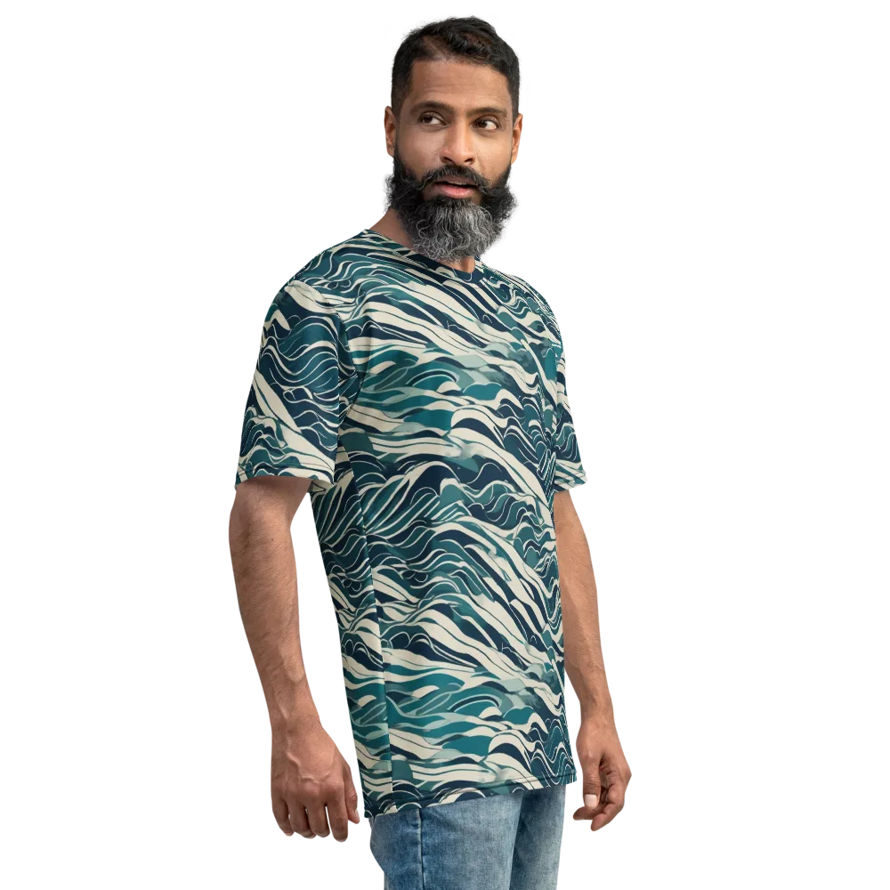 Teal Current on Men's Crew Neck T-Shirt — Right