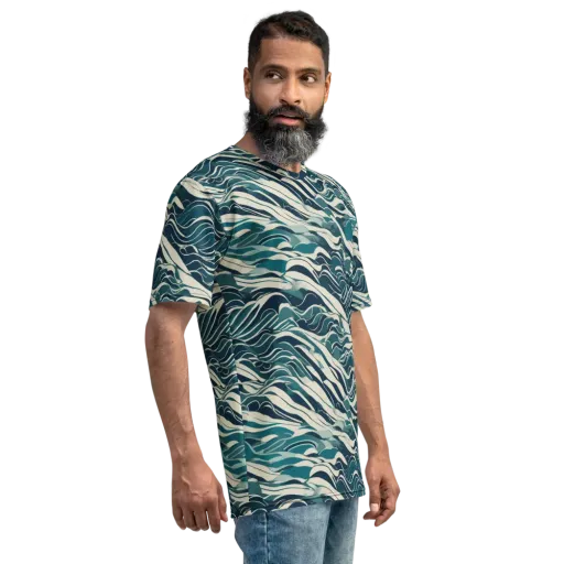 Teal Current on a Men's Crew Neck T-Shirt