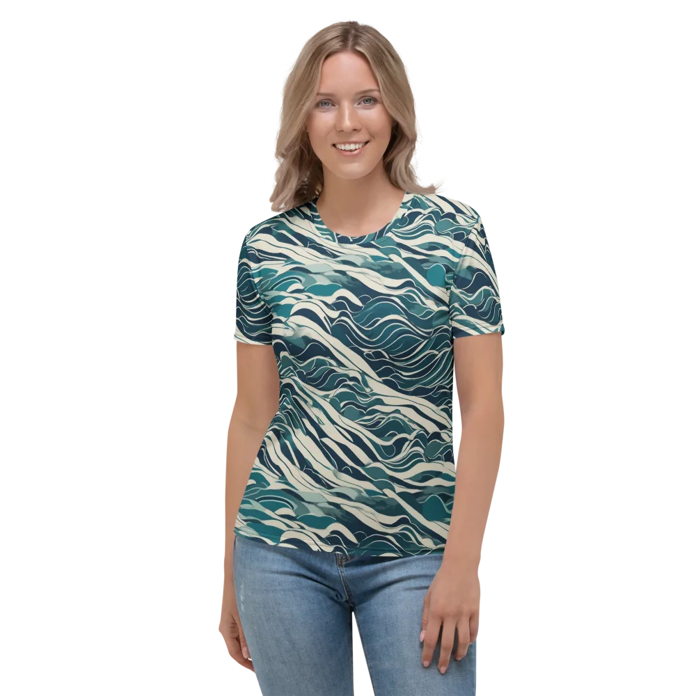 Teal Current on Women's Crew Neck T-Shirt — Front