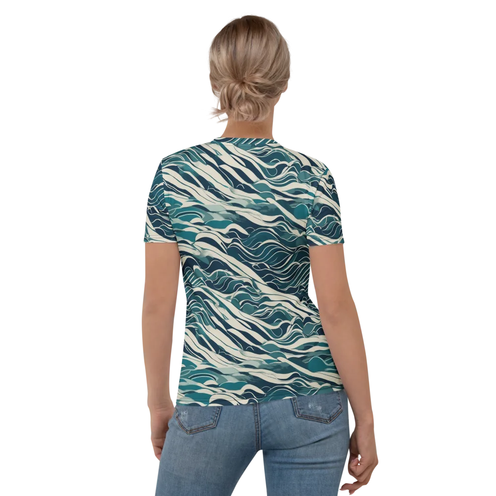 Teal Current on Women's Crew Neck T-Shirt — Back