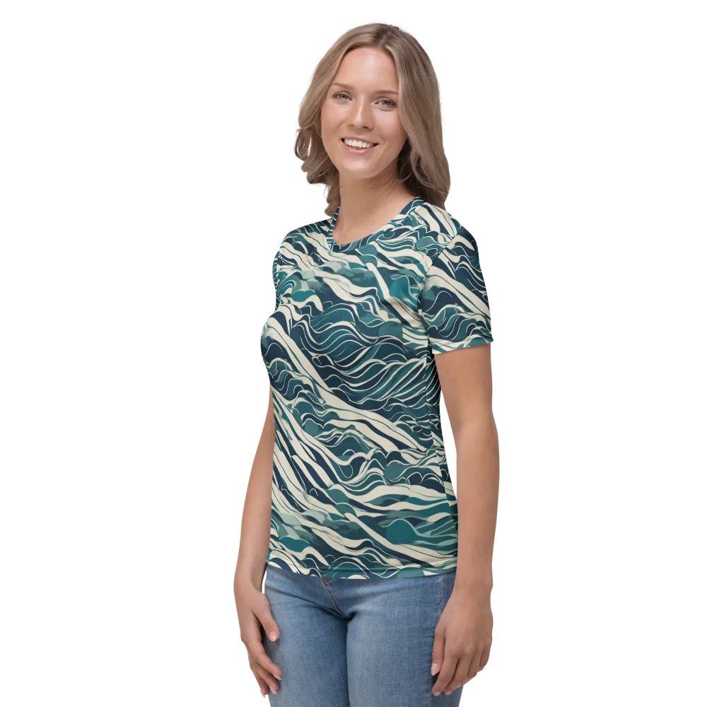 Teal Current on Women's Crew Neck T-Shirt — Left