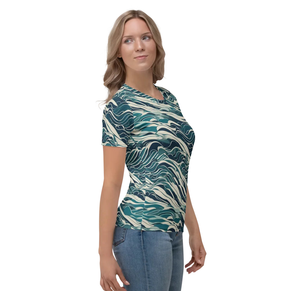 Teal Current on Women's Crew Neck T-Shirt — Right
