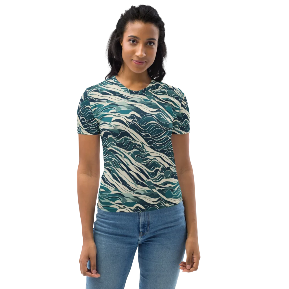 Teal Current on Women's Crew Neck T-Shirt — Front
