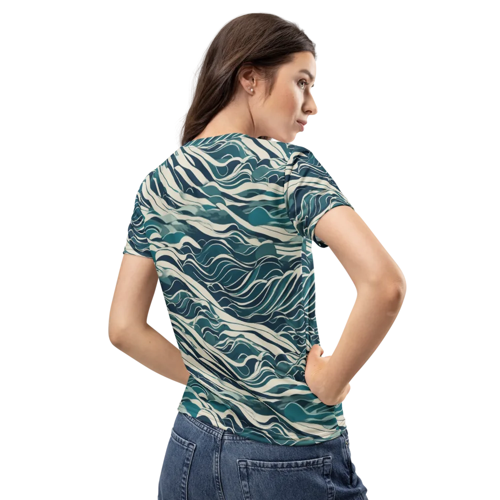 Teal Current on Women's Crew Neck T-Shirt — Back