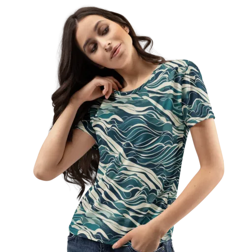 Teal Current on a Women's Crew Neck T-Shirt