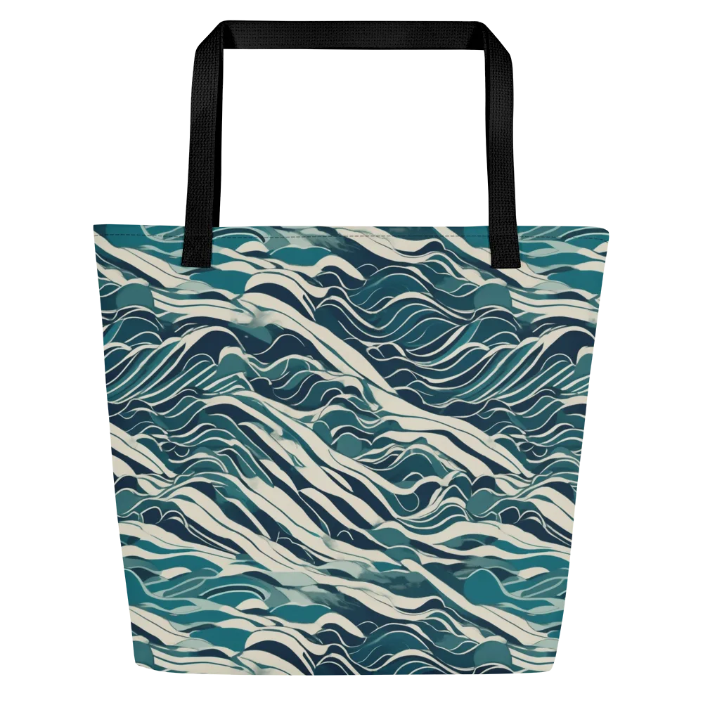 Teal Current on Large Tote Bag W/ Pocket — Front