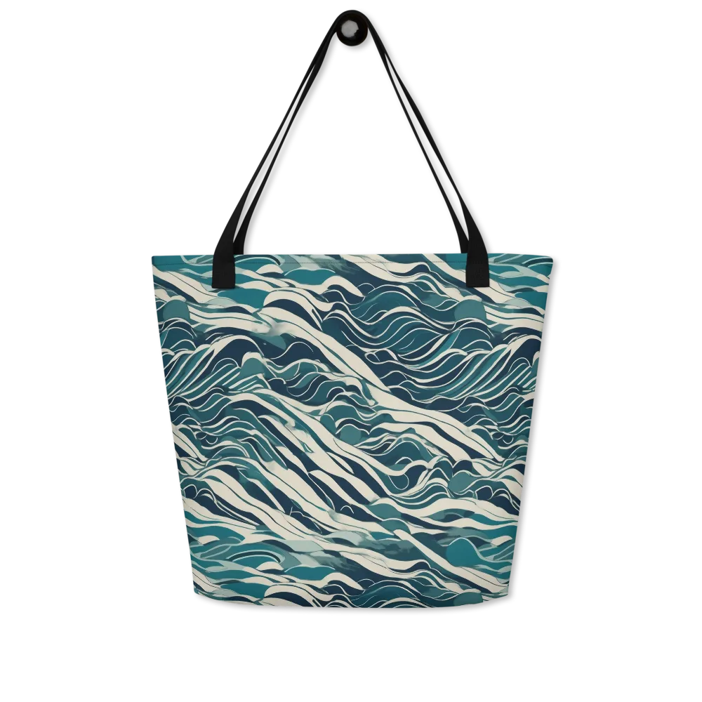 Teal Current on Large Tote Bag W/ Pocket — Front