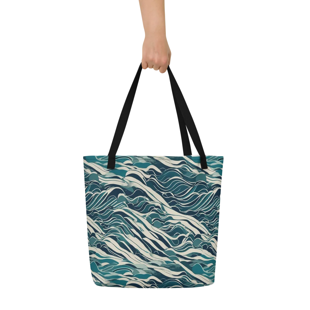 Teal Current on Large Tote Bag W/ Pocket — Front