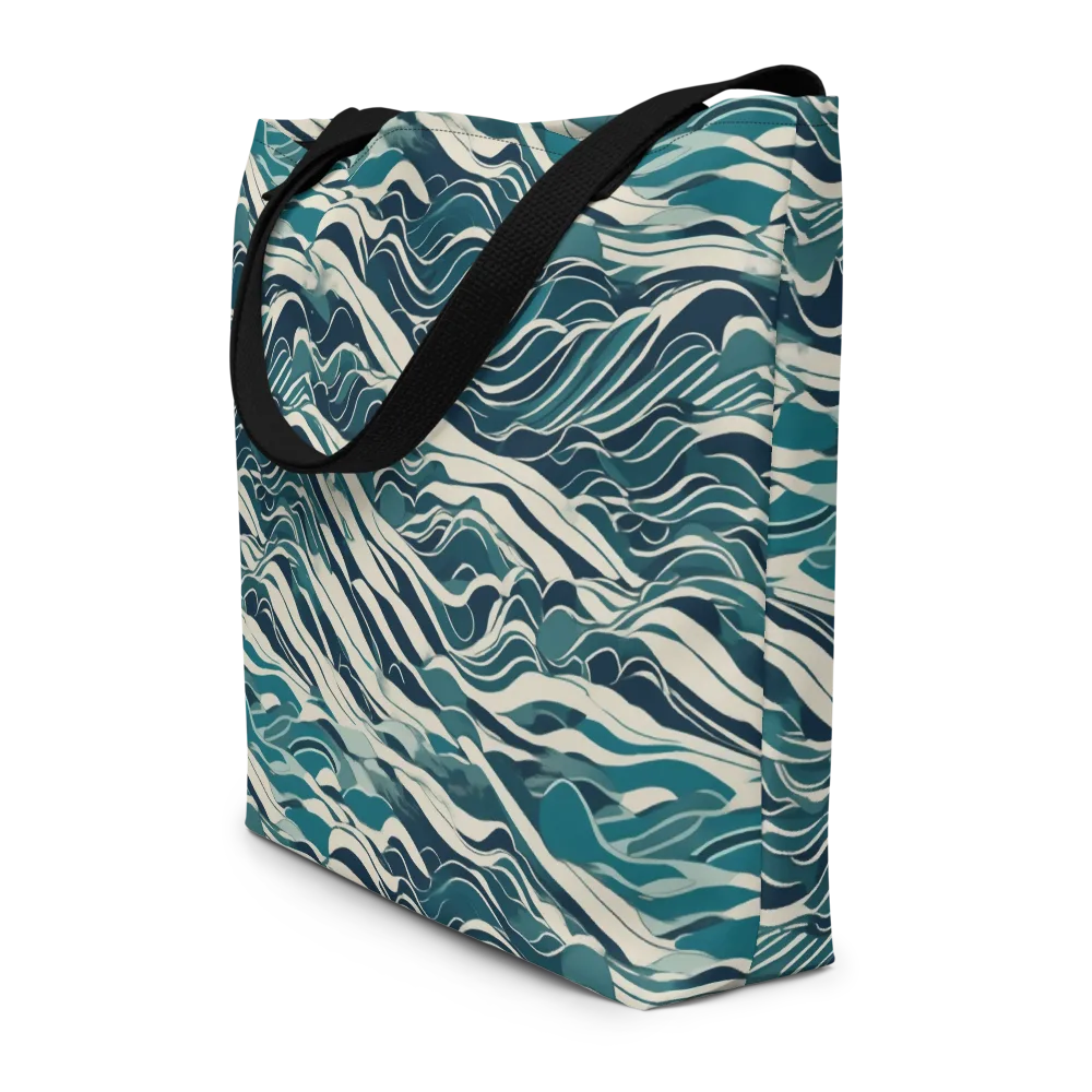 Teal Current on Large Tote Bag W/ Pocket — Front