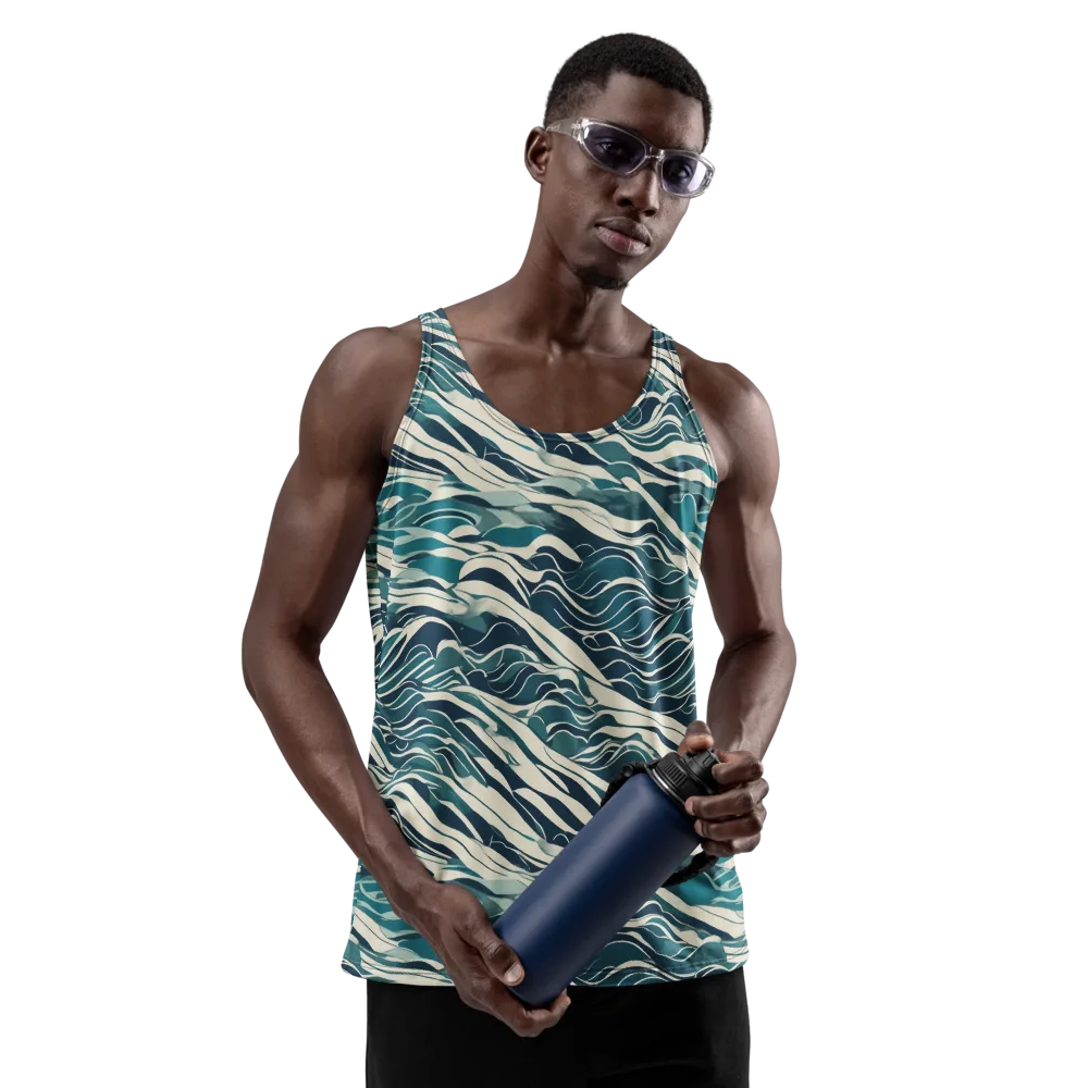 Teal Current on Men's Tank Top — Front