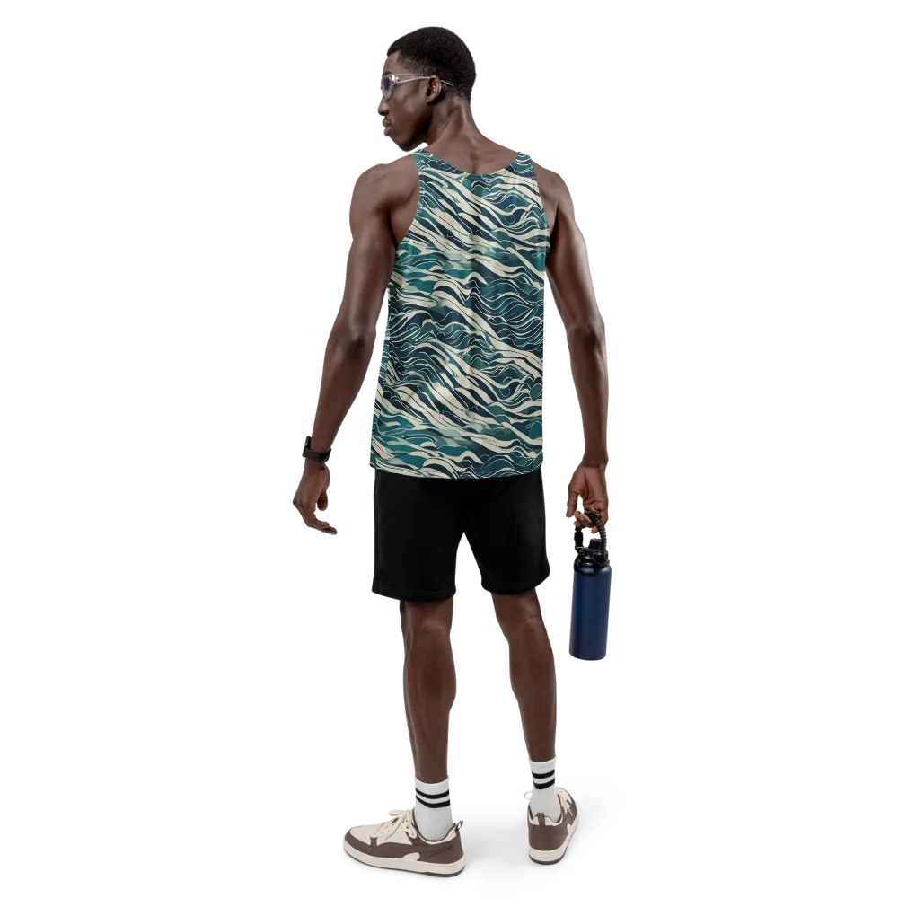 Teal Current on Men's Tank Top — Back