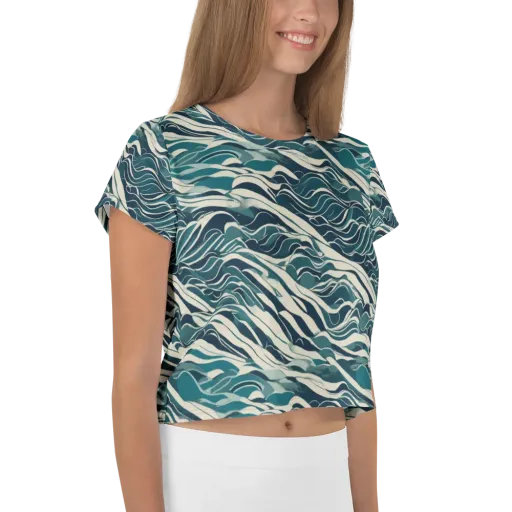 Teal Current on a Crop Tee