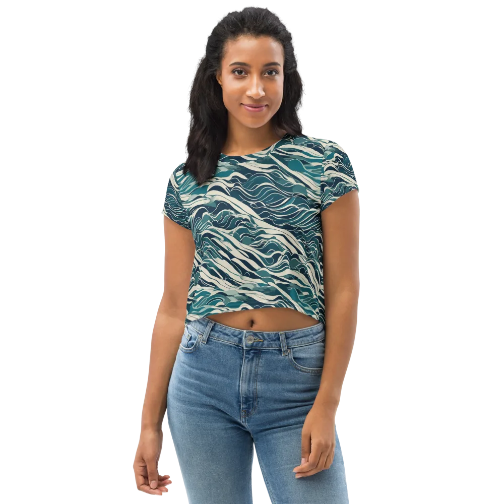 Teal Current on Crop Tee — Front