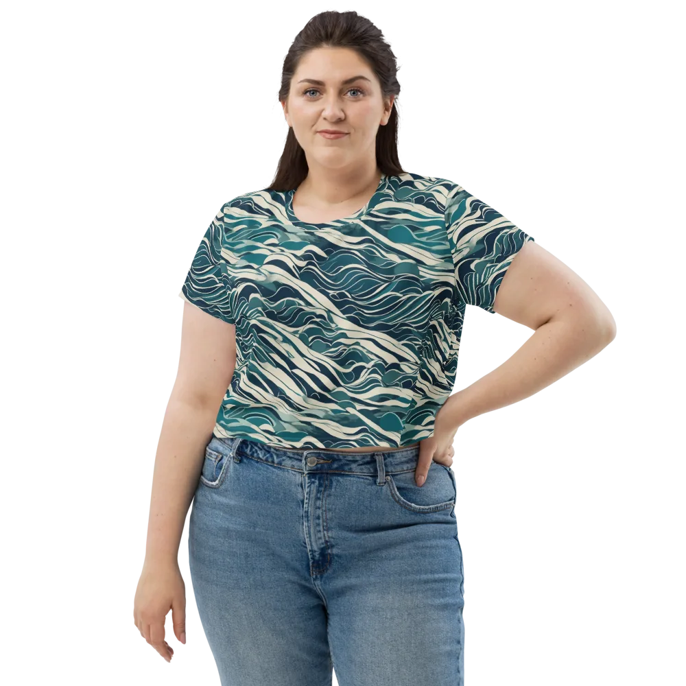 Teal Current on Crop Tee — Front