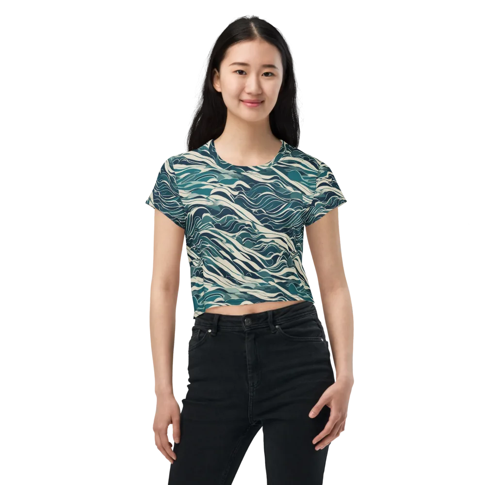 Teal Current on Crop Tee — Front