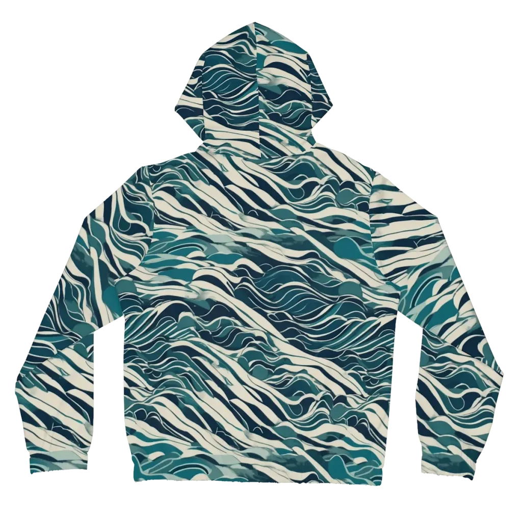 Teal Current on Women's Full-Zip Hoodie — Back