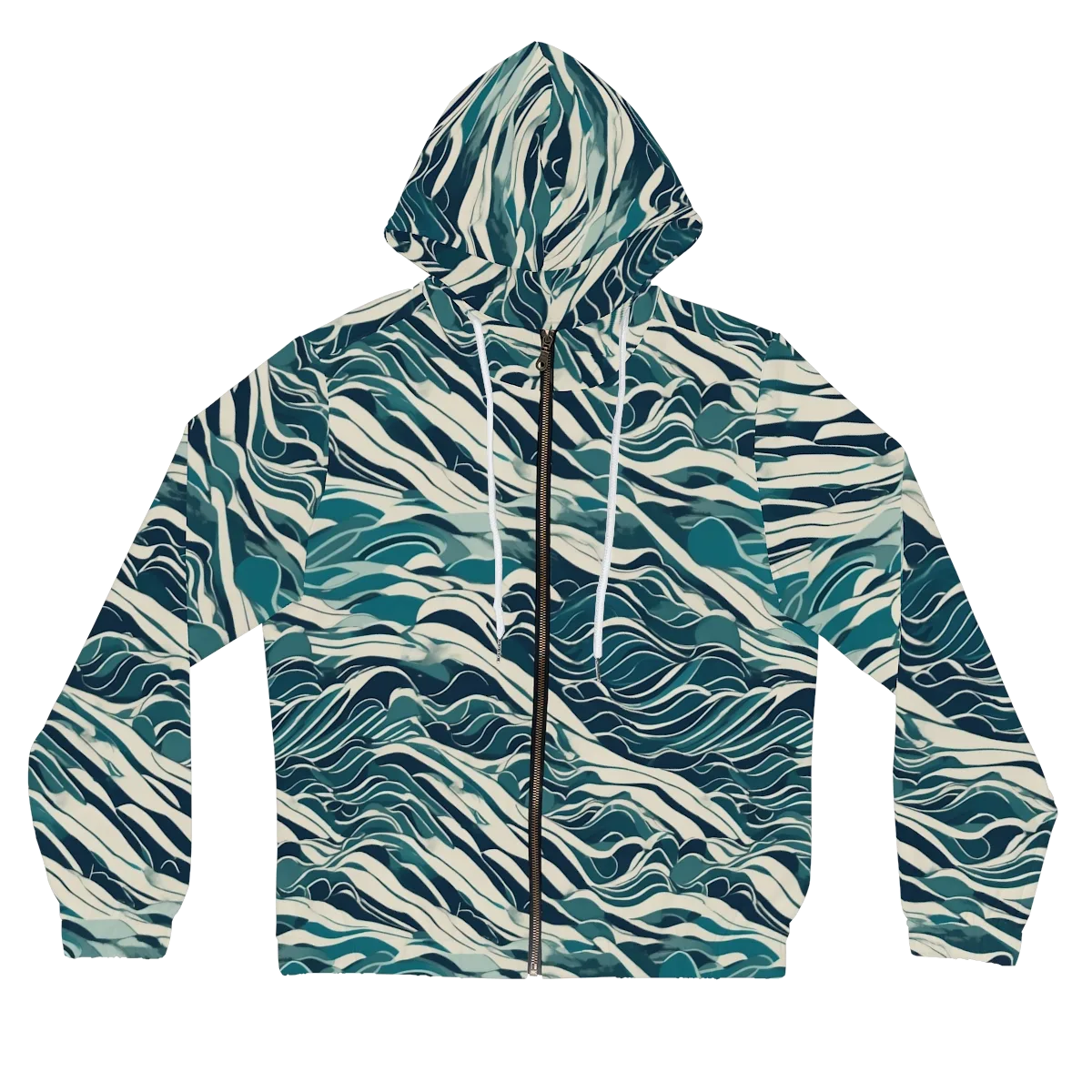 Teal Current on Women's Full-Zip Hoodie — Front