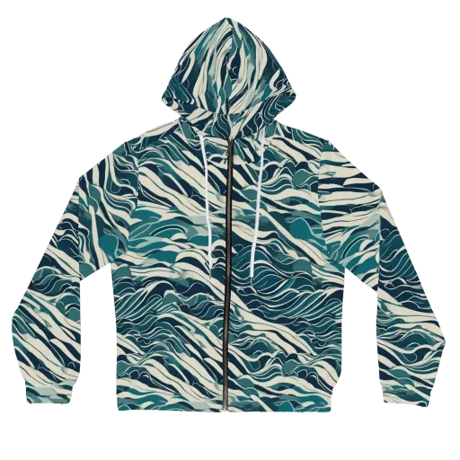 Teal Current on a Women's Full-Zip Hoodie