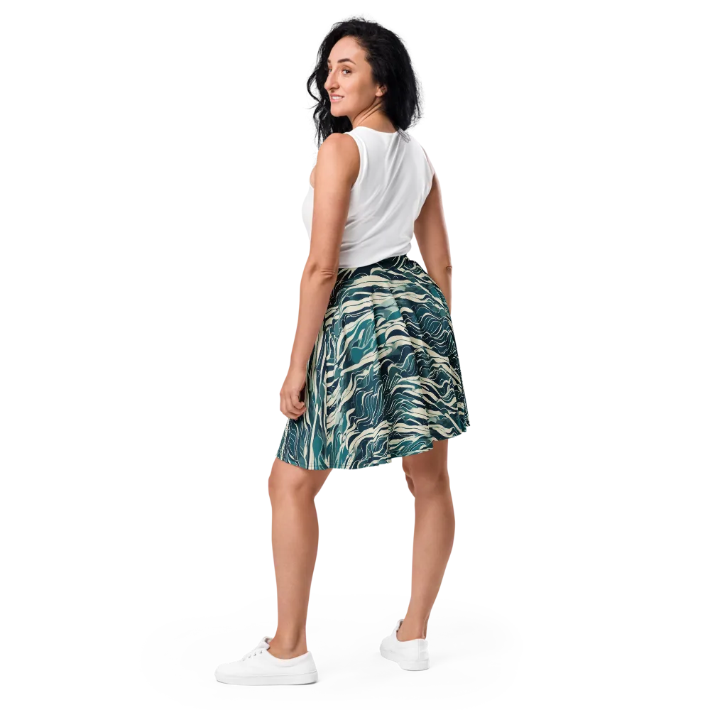 Teal Current on Skater Skirt — Back