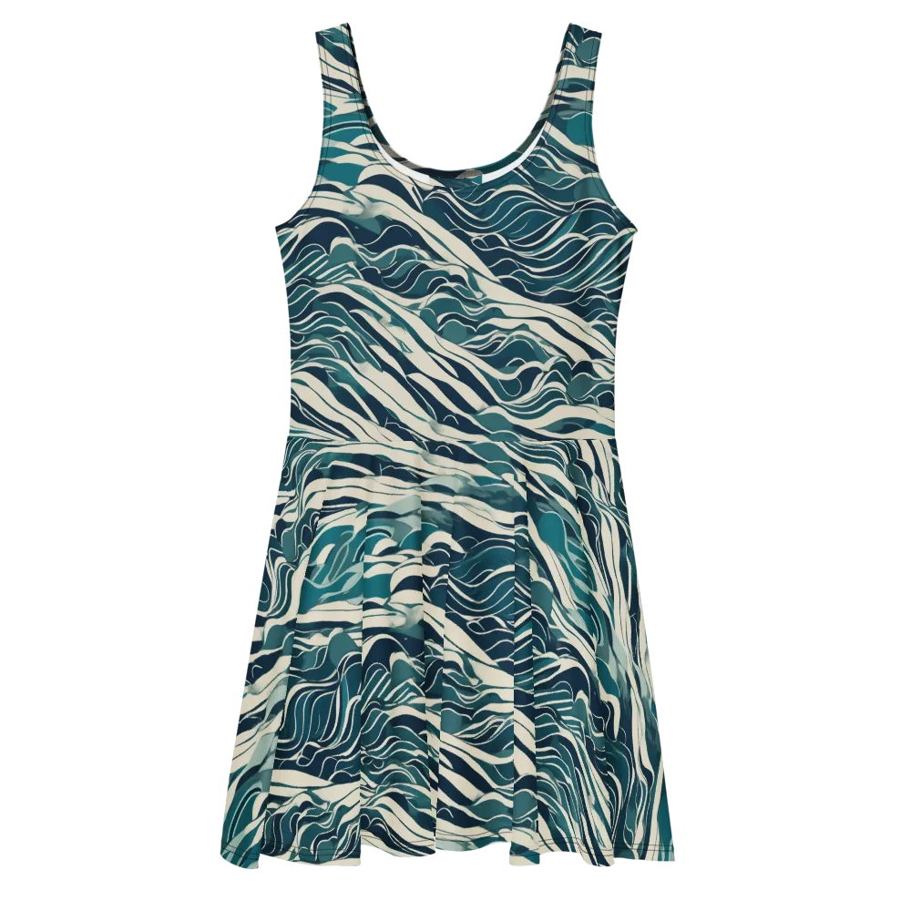 Teal Current on Skater Dress — Front