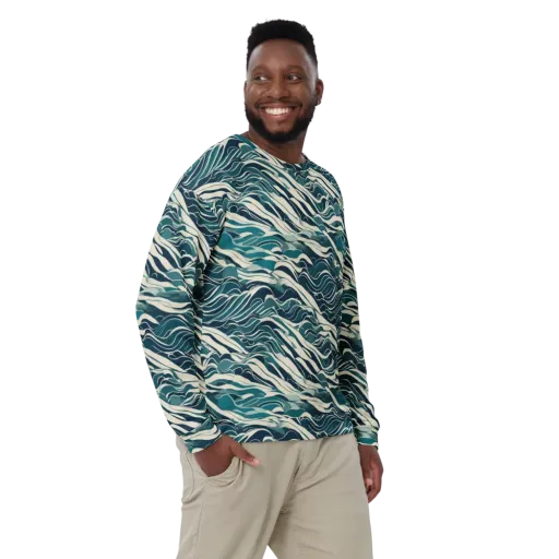 Teal Current on a Sweatshirt