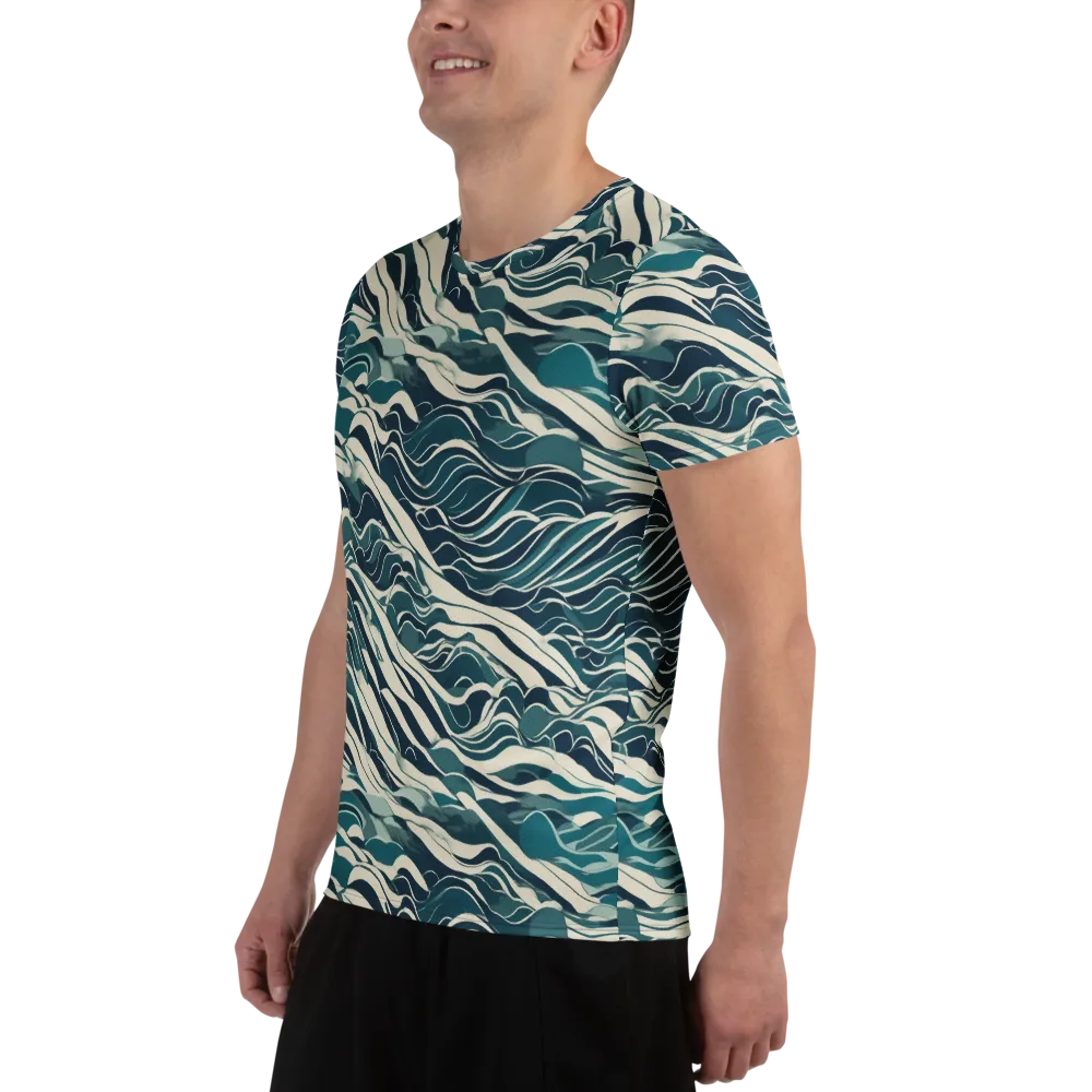 Teal Current on Men's Athletic T-Shirt — Left