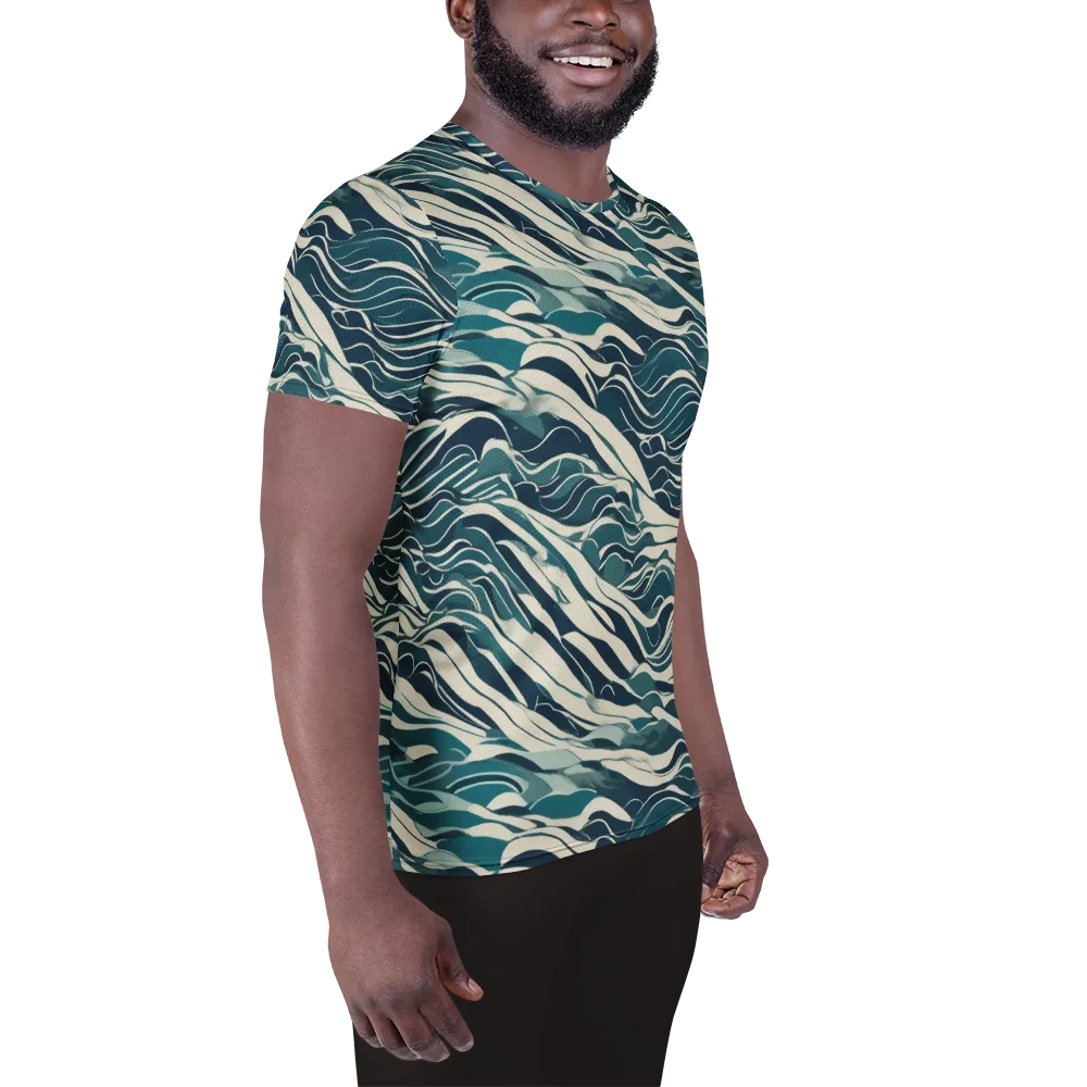 Teal Current on Men's Athletic T-Shirt — Right