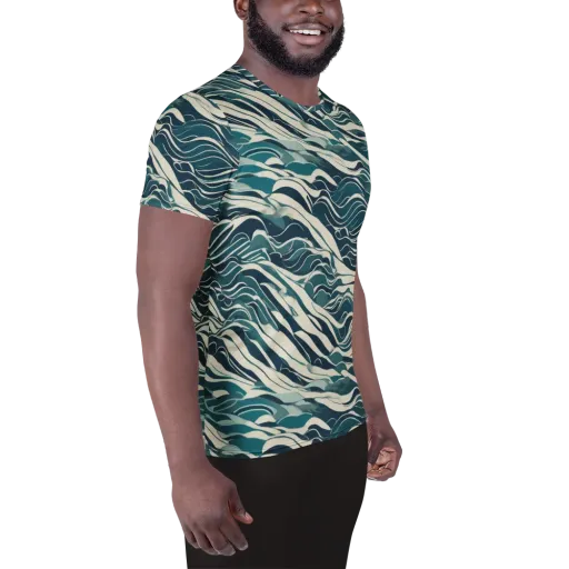 Teal Current on a Men's Athletic T-Shirt