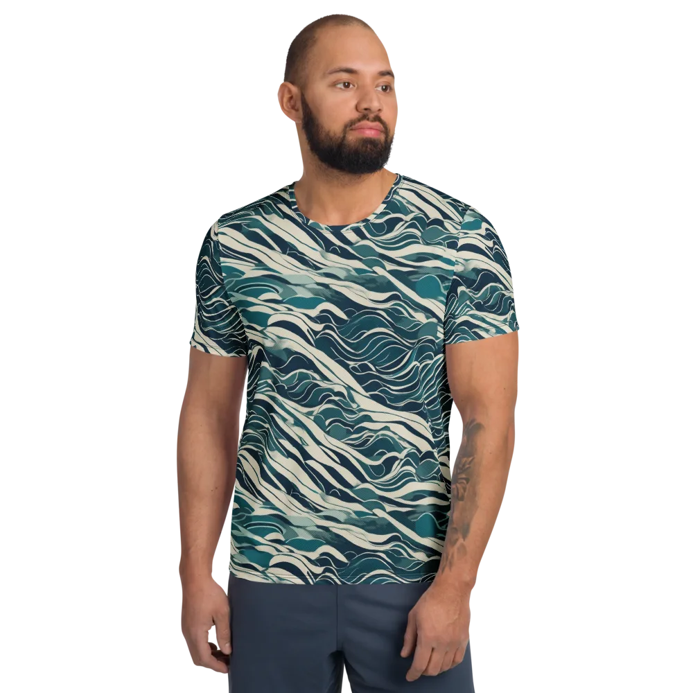 Teal Current on Men's Athletic T-Shirt — Front