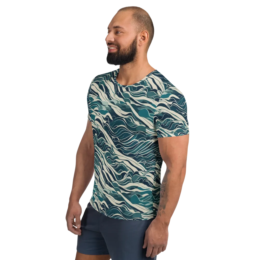 Teal Current on Men's Athletic T-Shirt — Left