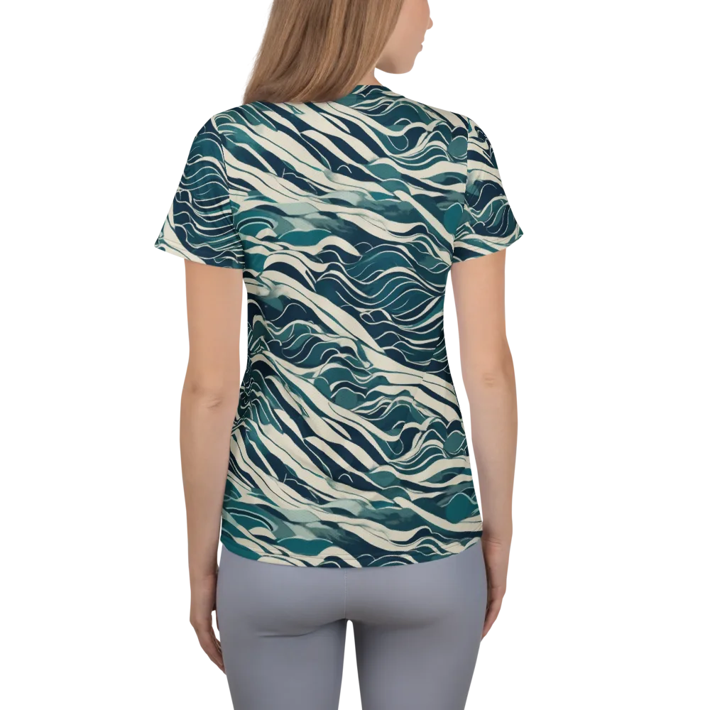 Teal Current on Women's Athletic T-Shirt — Back