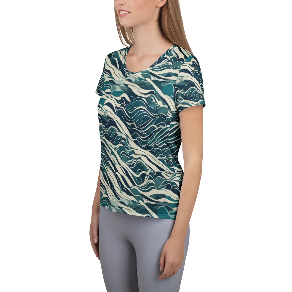 Teal Current on Women's Athletic T-Shirt — Left