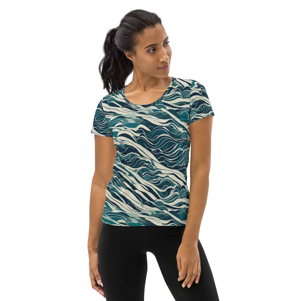 Teal Current on Women's Athletic T-Shirt — Front