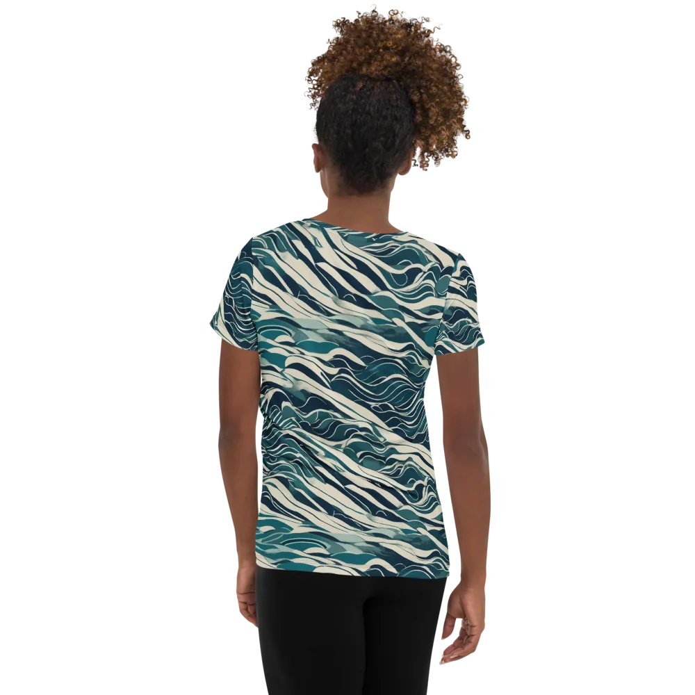 Teal Current on Women's Athletic T-Shirt — Back