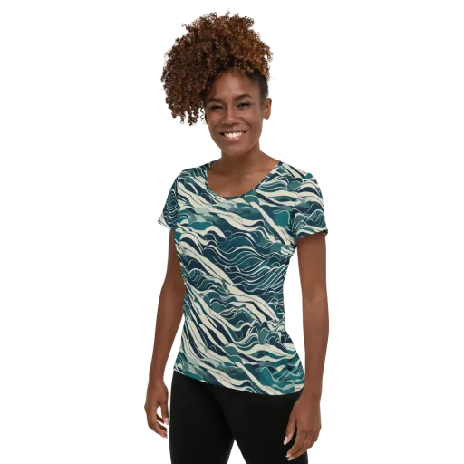 Teal Current on a Women's Athletic T-Shirt